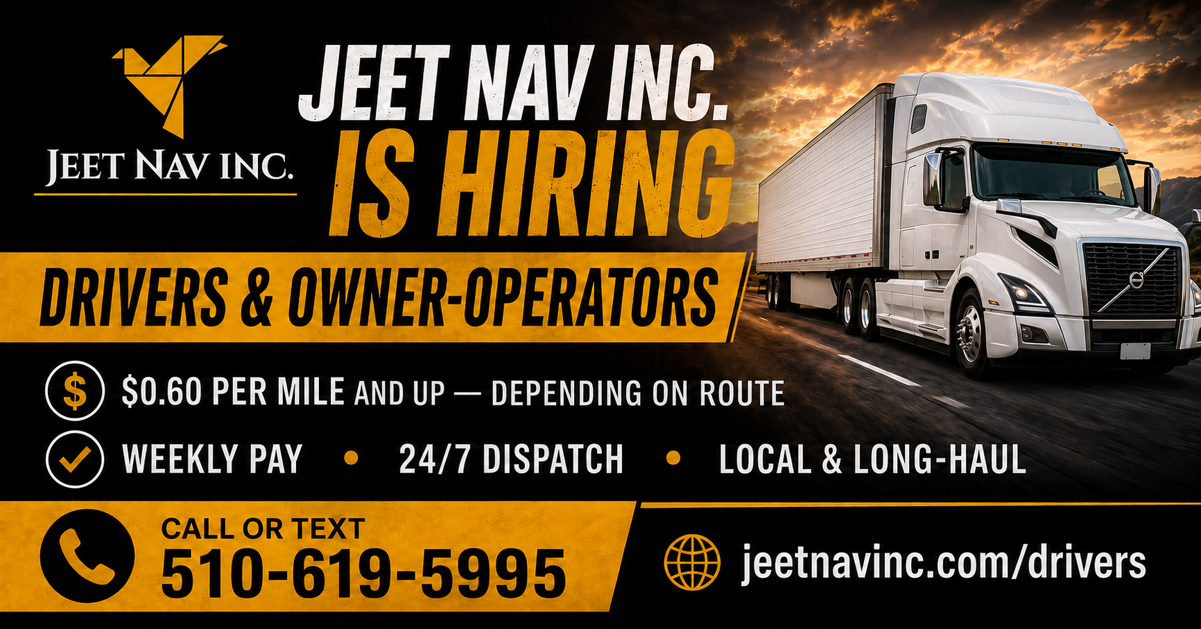 Jeet Nav Inc. driver recruiting advertisement